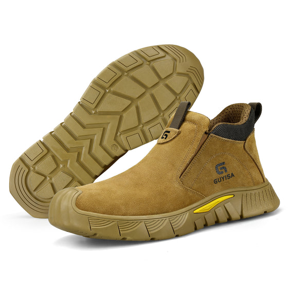 3005YW Suede Steel Toe Safety Boots – Kevlar Puncture Resistant Slip-On Work Boots