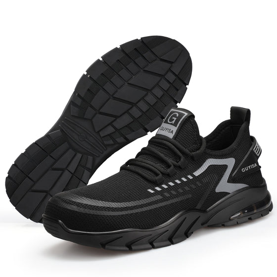 Black Fly Woven Steel Toe Safety Shoes with Kevlar Midsole – Safender Protective Footwear